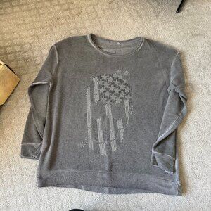 ✨ Skull Graphic Sweatshirt Rhinestone Skull Pullover Edgy Y2K Grunge Chic ✨